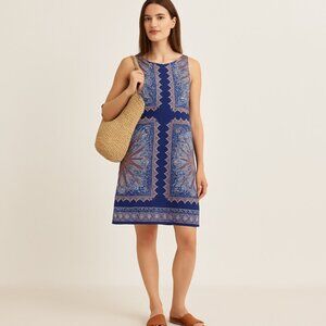 J.Jill Women's sleeveless dress Size Med Petite blue multicolor paisley vacation
